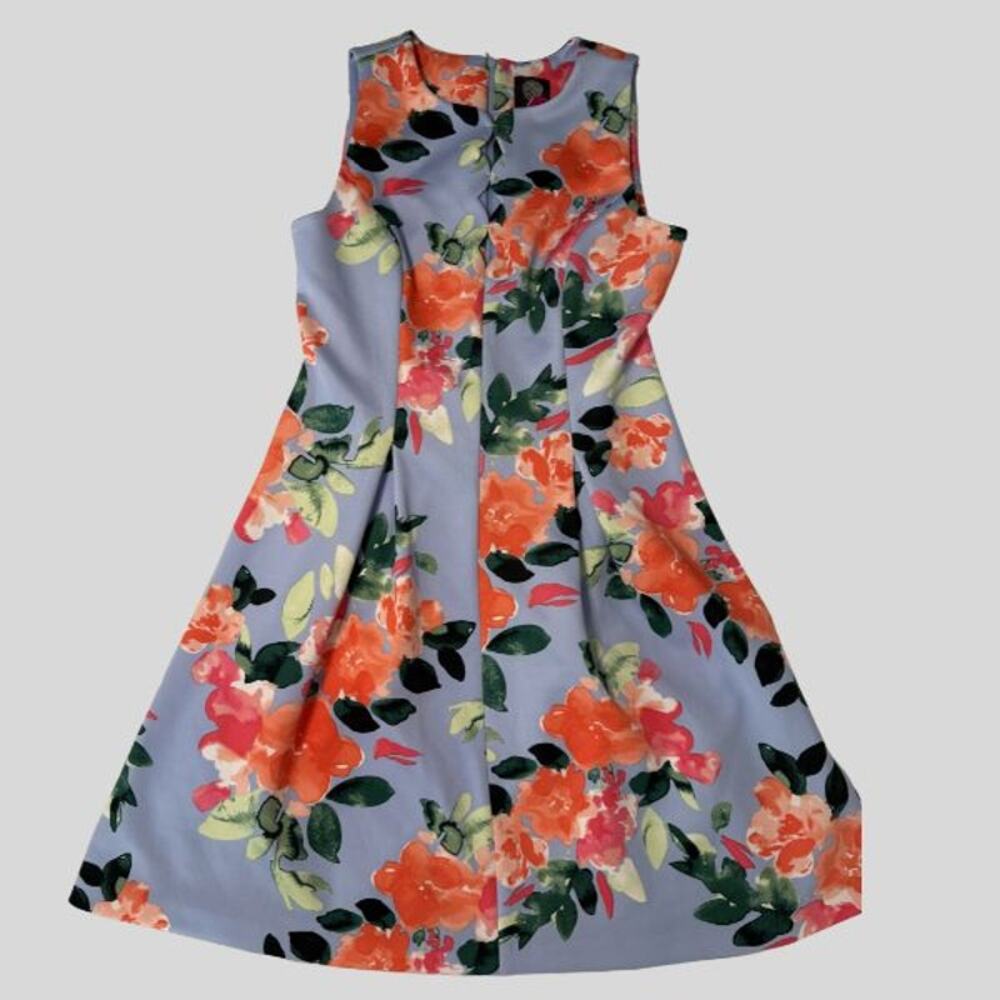 Vince Camuto Floral A-Line Dress - Scalloped Neckline - Size 6